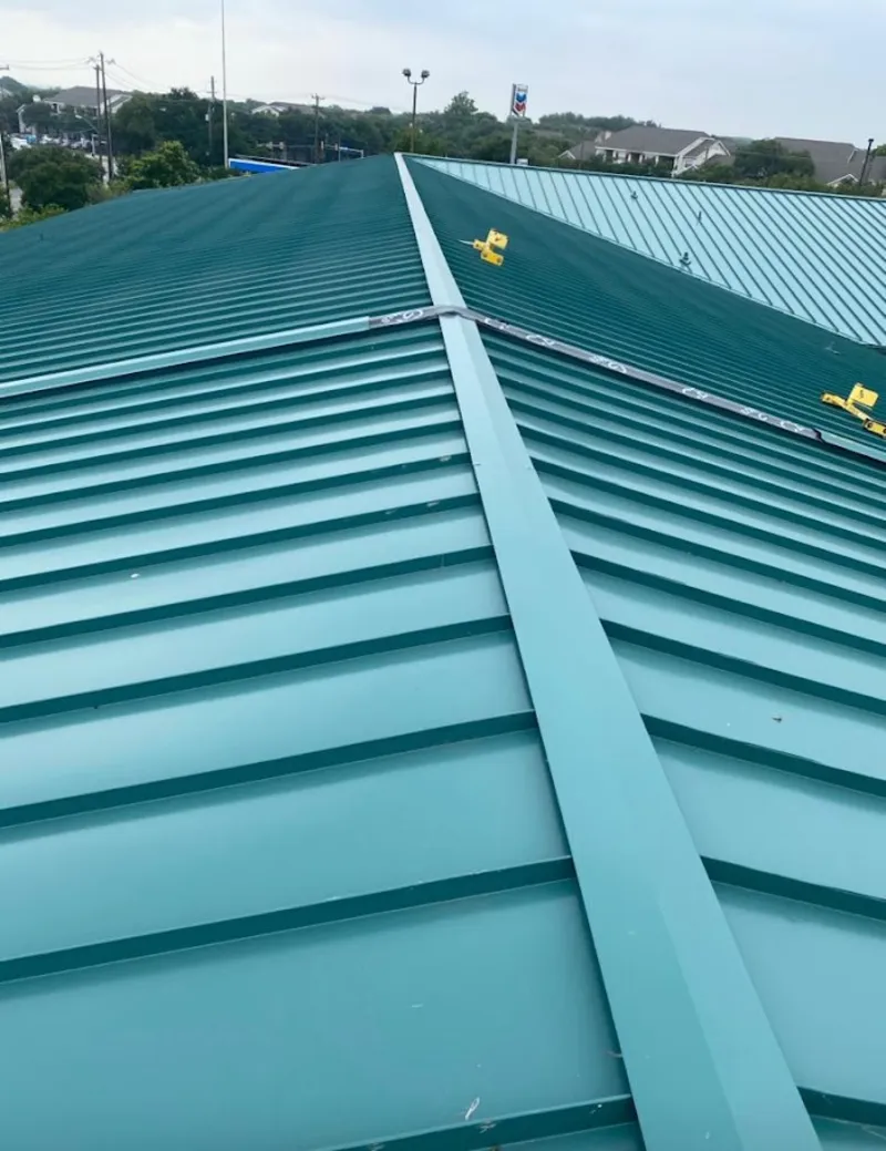 Green commercial metal roof ridge and valley for Metal Roof Repair in Scotch Plains